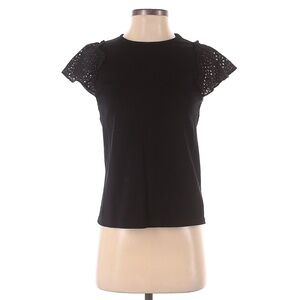 Kate Spade Black Eyelet Flutter Sleeve Tee Size Small